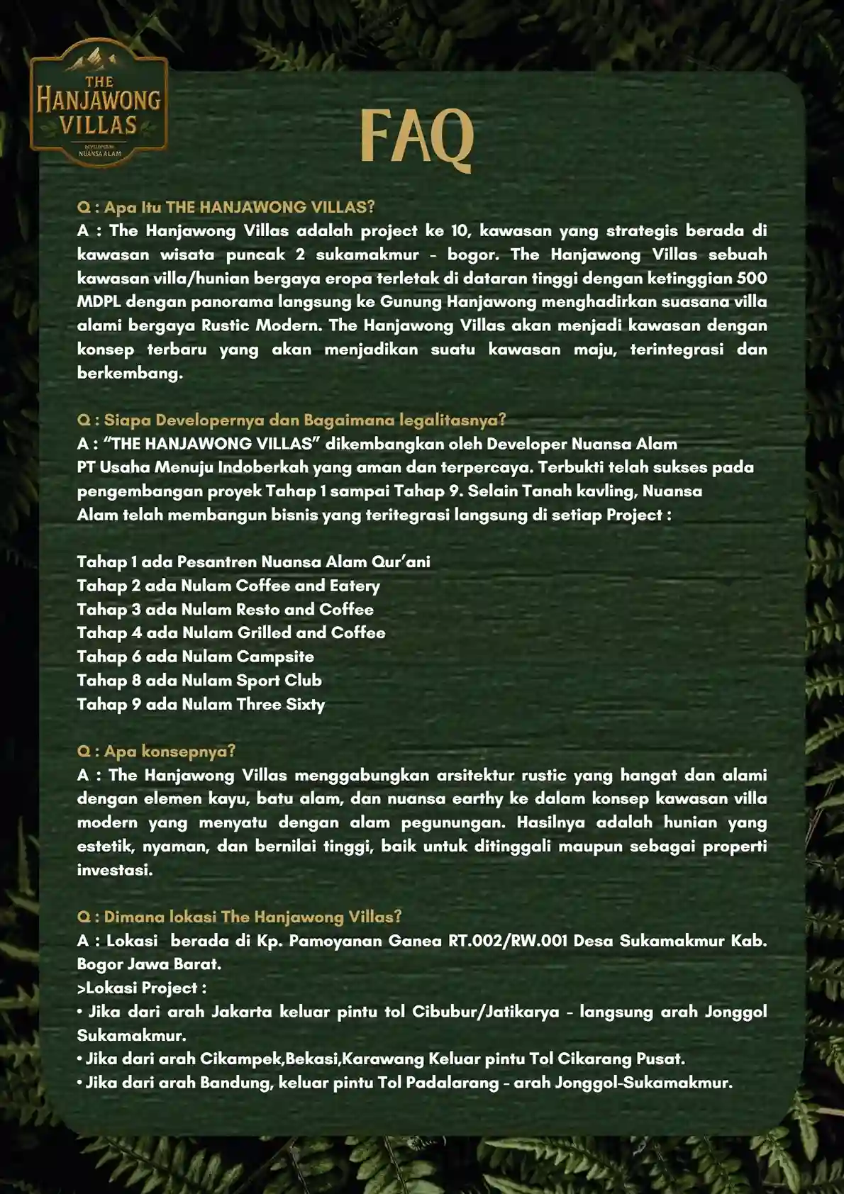 Investasi Kavling Villa The Hanjawong Villas