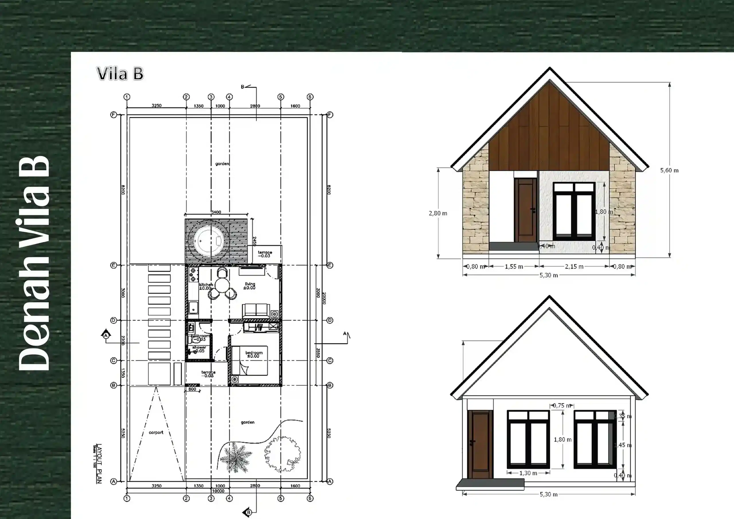 Konsep Arsitektur Villa Tipe B