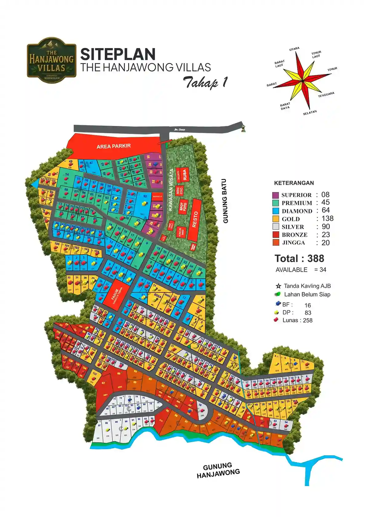 Site Plan The Hanjawong Villas Tahap 1, lokasi kavling premium dan tata letak eksklusif