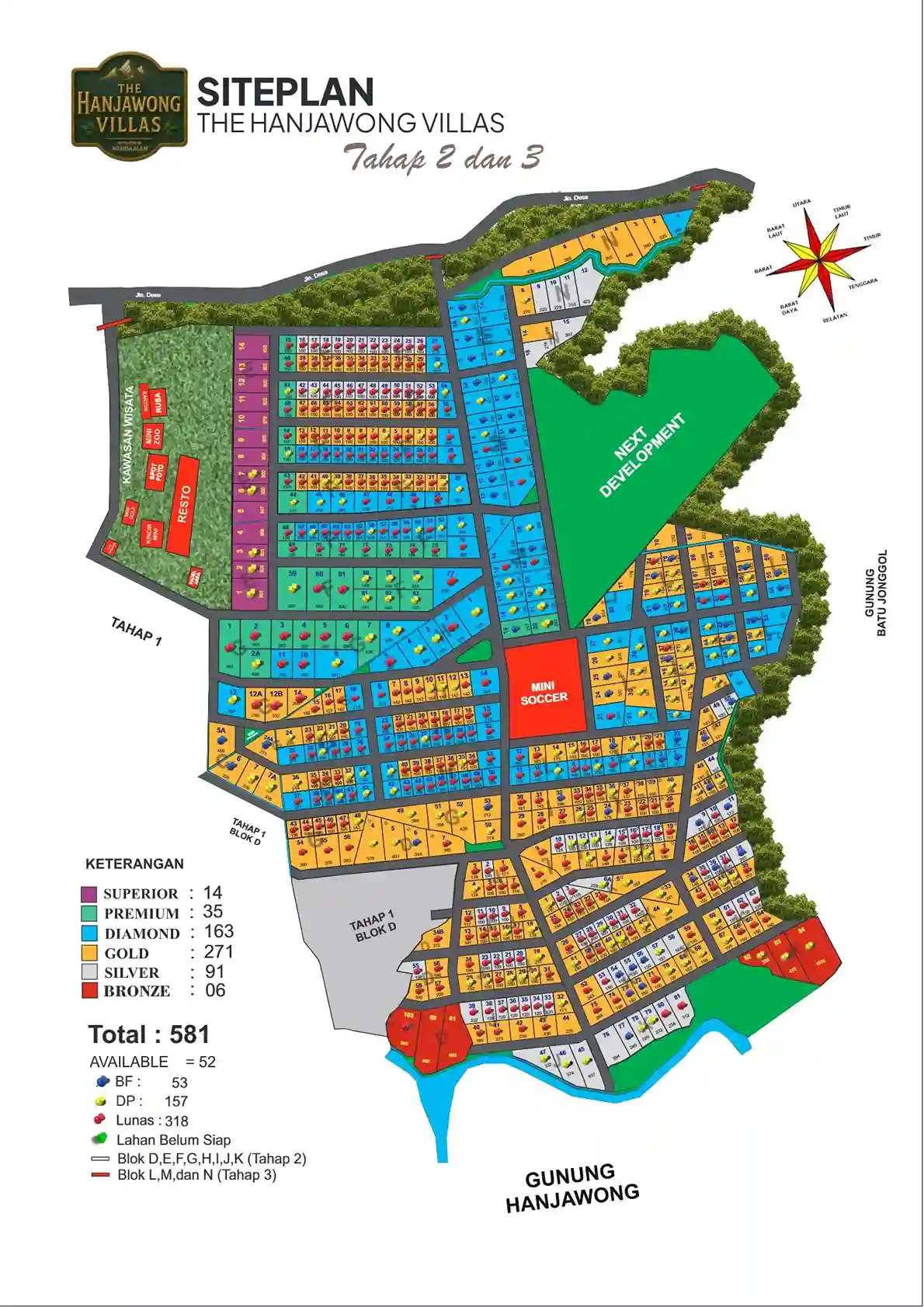 Site Plan The Hanjawong Villas Tahap 2 dan 3, lokasi kavling premium dan tata letak elegan